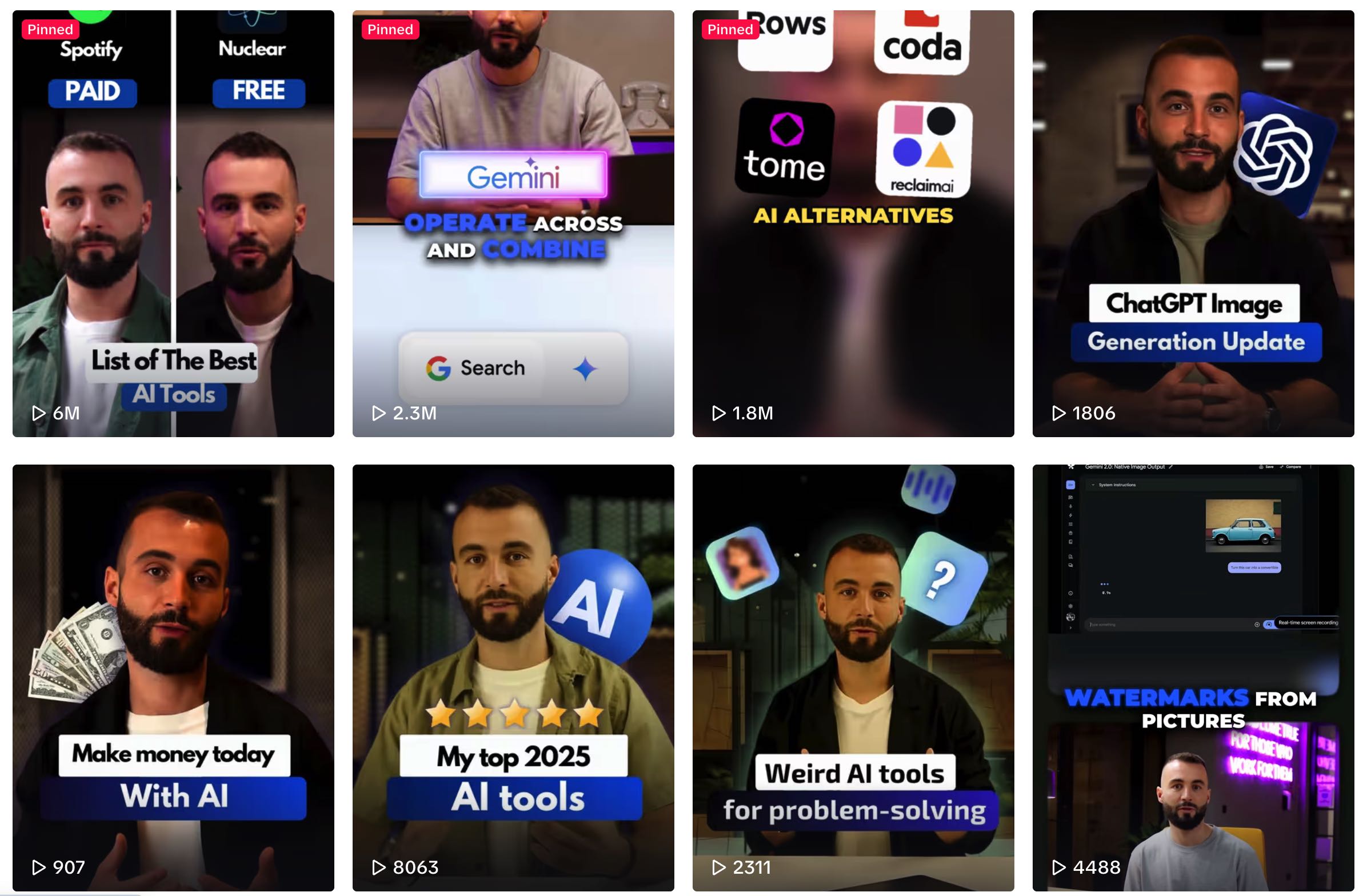 Successful TikTok videos about AI tools with millions of views